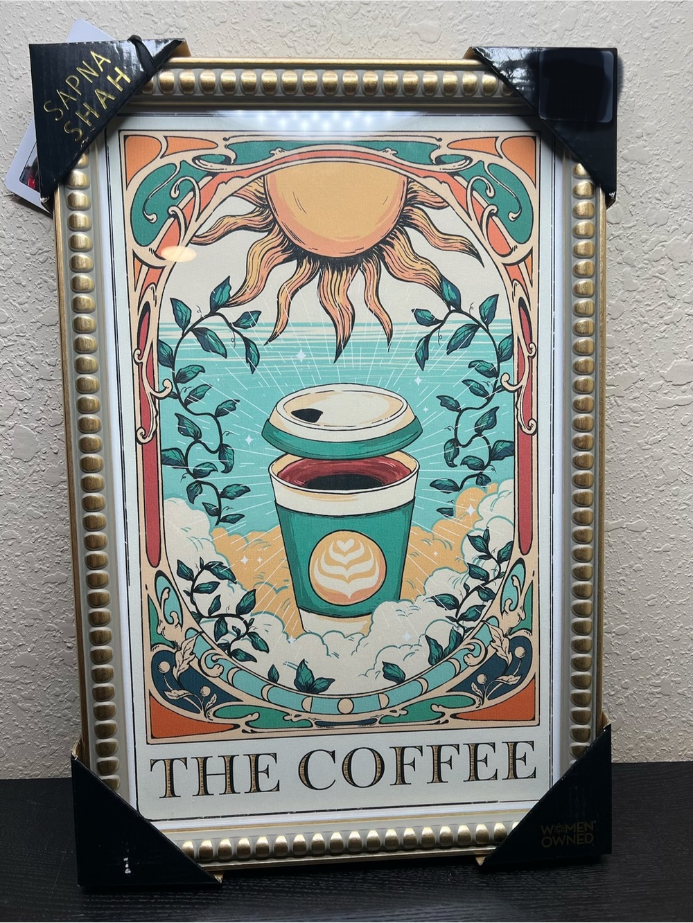 NEW Sapna Shah ‘The Coffee’ Tarot Card Framed Wall Art Decor
